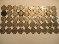 FIFTY Buffalo Nickels, mix dates & mint marks all legible dates