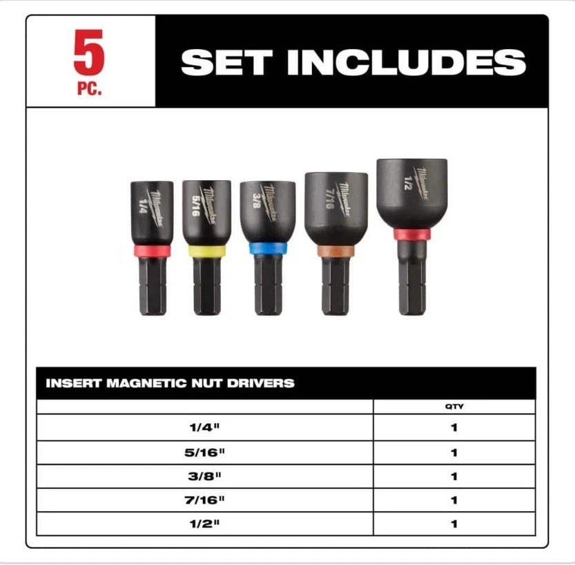 Milwaukee SHOCKWAVE Impact Duty Magnetic Nut Driver Set, 49-66-4563 (5-piece) - Image 3 of 4