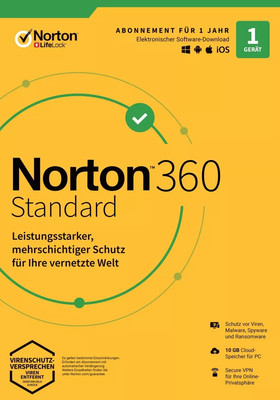 NORTON 360 Standard 2026 - 2027 1 Gerät 1 Jahr 10 GB Cloud KEIN ABO ESD