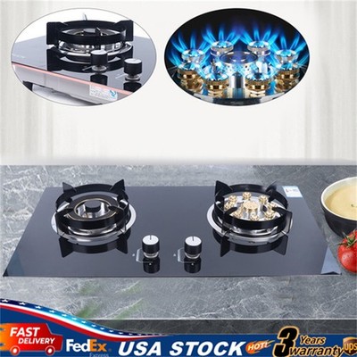 Kitchen Natural Gas Cooker Gas Cooktop Stove Top 2 Burners Built-in NG Gas Stove