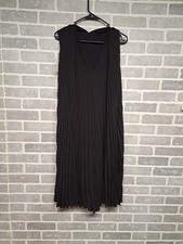 Salvatore Ferragamo Womens 100% Silk Black Pleated Classic Dress Size 46 NWT