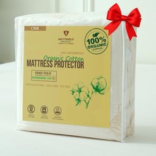 Deluxe Organic Crib Mattress Protector Pad   Waterproof  Breathable Organic ...