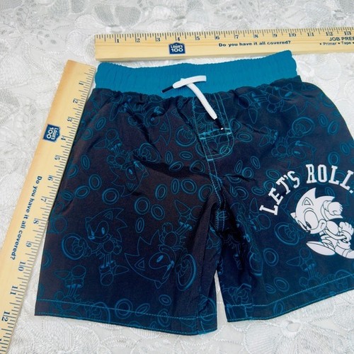 Sonic the Hedgehog Boys Swim Trunks Size 4/5 Blue Black Let's Roll! - Picture 12 of 13
