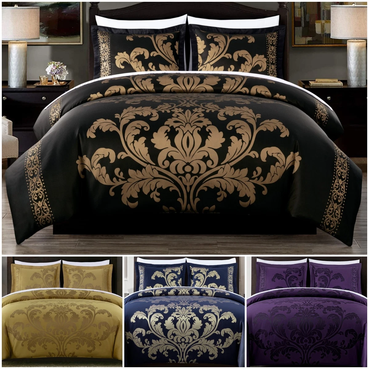 Set Copripiumino Mybedsoul California King Viola 3 Pezzi - Floreale Patchwork In Microfibra - 3