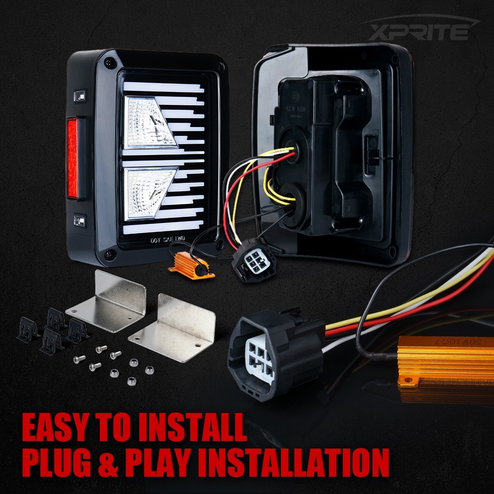 LED Tail Lights for 2007-2018 Jeep Wrangler JK JKU Rear Brake Reverse Lamp Clear thumbnail 6