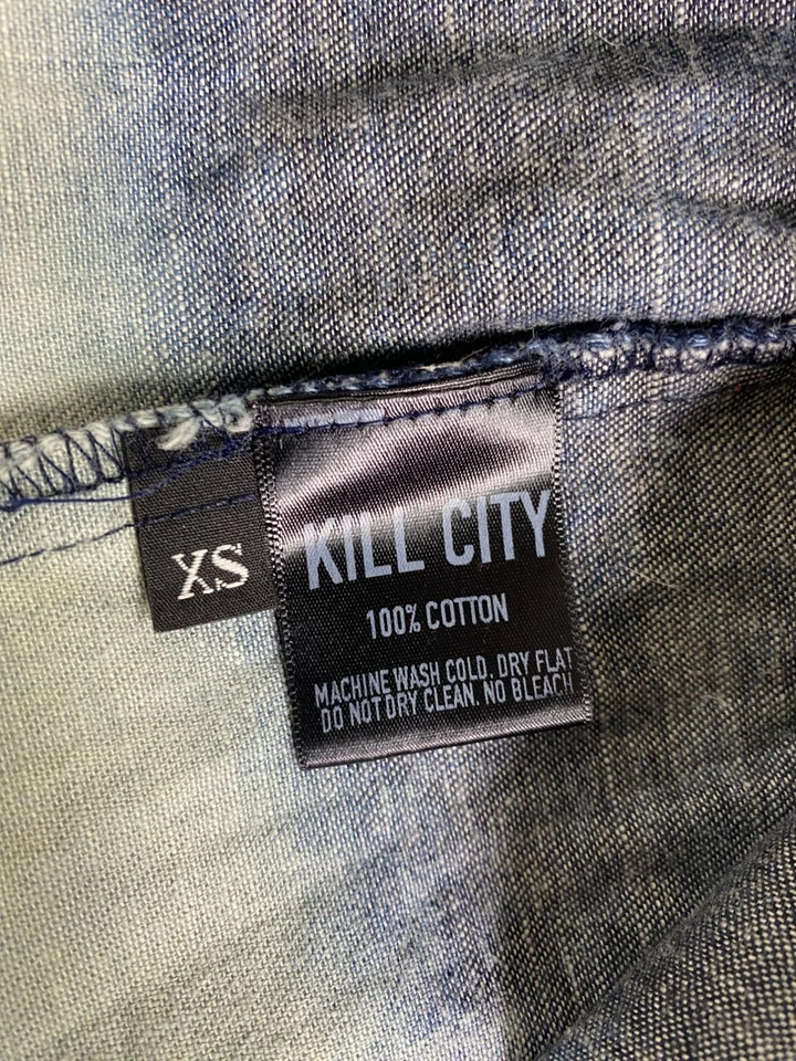 Minifalda vaquera plisada Kill City talla XS azul ombre gótica punk grunge Y2K emo Foto 4 de 4