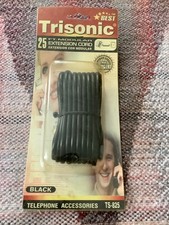 Telephone Extension Cord 25 Feet Long Phone Cable Line Wire - Black Trisonic