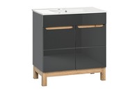 Grauer Waschtisch Mit Unterschrank Hochwertige Waschbecken Badezimmer MöBel 80Cm