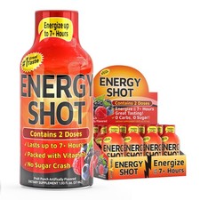 Fruit Punch Energy Shot 12pk - 260mg Caffeine, B12, B6, Sugar-Free, Vegan, 1....