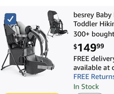 besrey Baby Backpack Carrier,Toddler Hiking Backpack with Safety 3-Height Seat