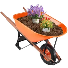 Wheelbarrow Cart, 6 Cu. Ft. Load and 330 Lbs. Capacity, 1-Wheel Garden Dump Cart
