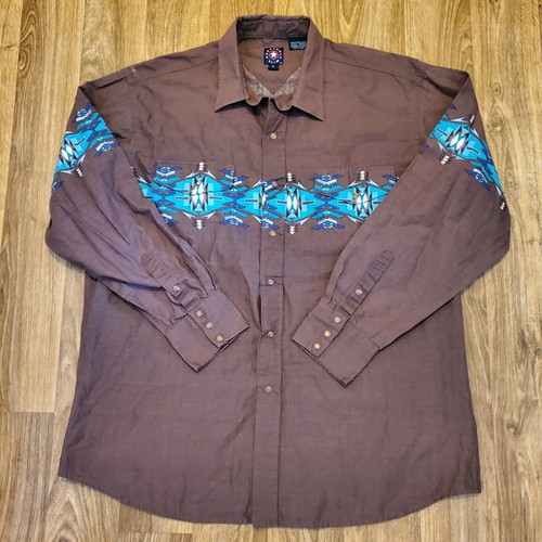 Panhandle Slim Shirt Men XL Aztec Western Pearl Snap Long Sleeve Vintage Retro - Picture 2 of 9