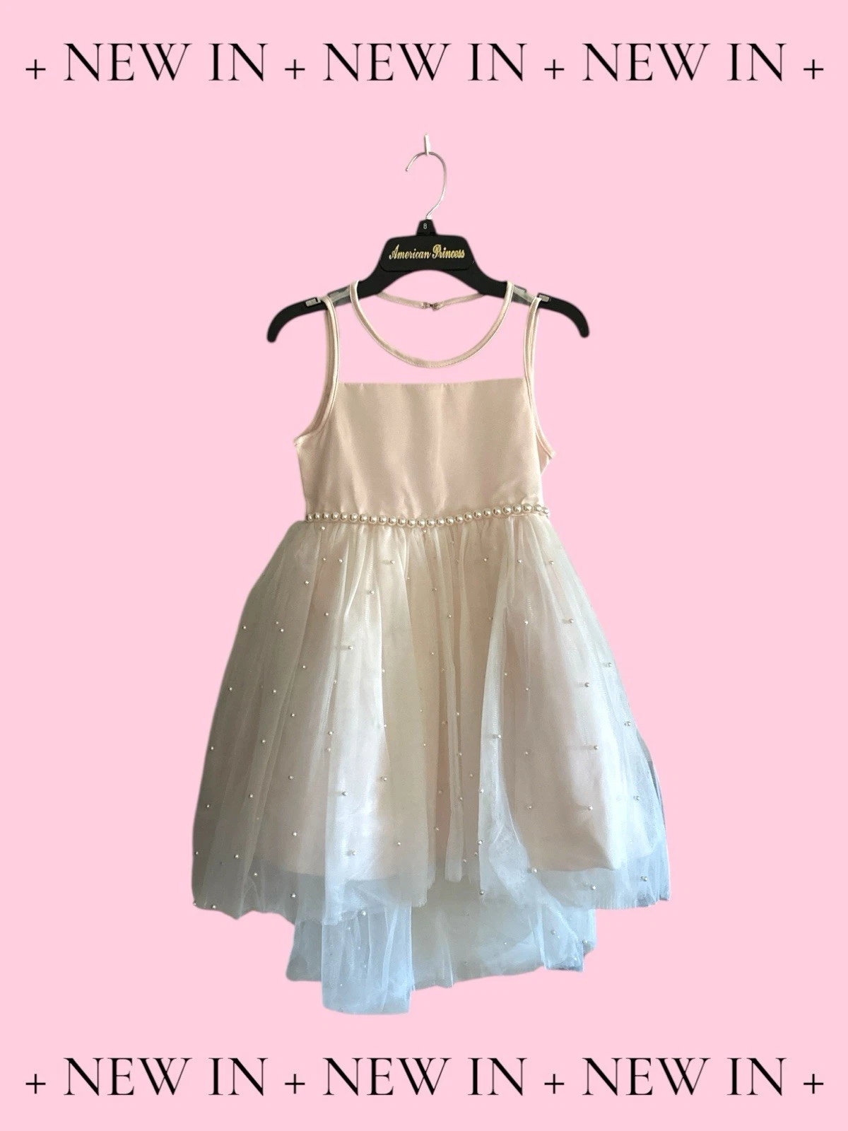 American Princess Girls~Pink Blush~ Tutu Dress-Sz 8~Custom Pearls~Style A77575