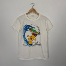 Vintage 90s The Simpsons Bart Simpson Surf Cartoon Tee Shirt White Small