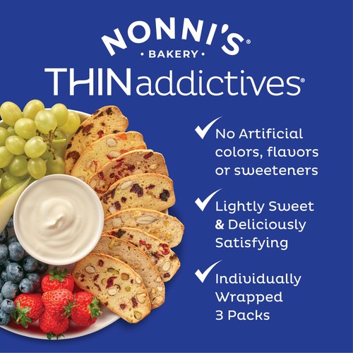 Nonni's THINaddictives Almond Thin Cookies - 3 Boxes Pistachio Almond Cookie ... - Picture 4 of 6