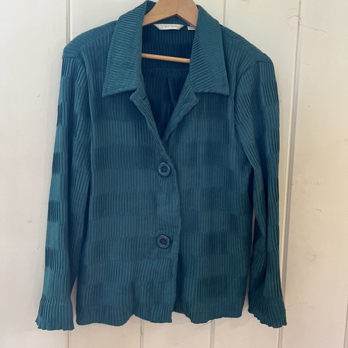 Giacca donna Erin London XL a costine color turchese verde acqua scamosciata, lunghezza intera, morbida vintage