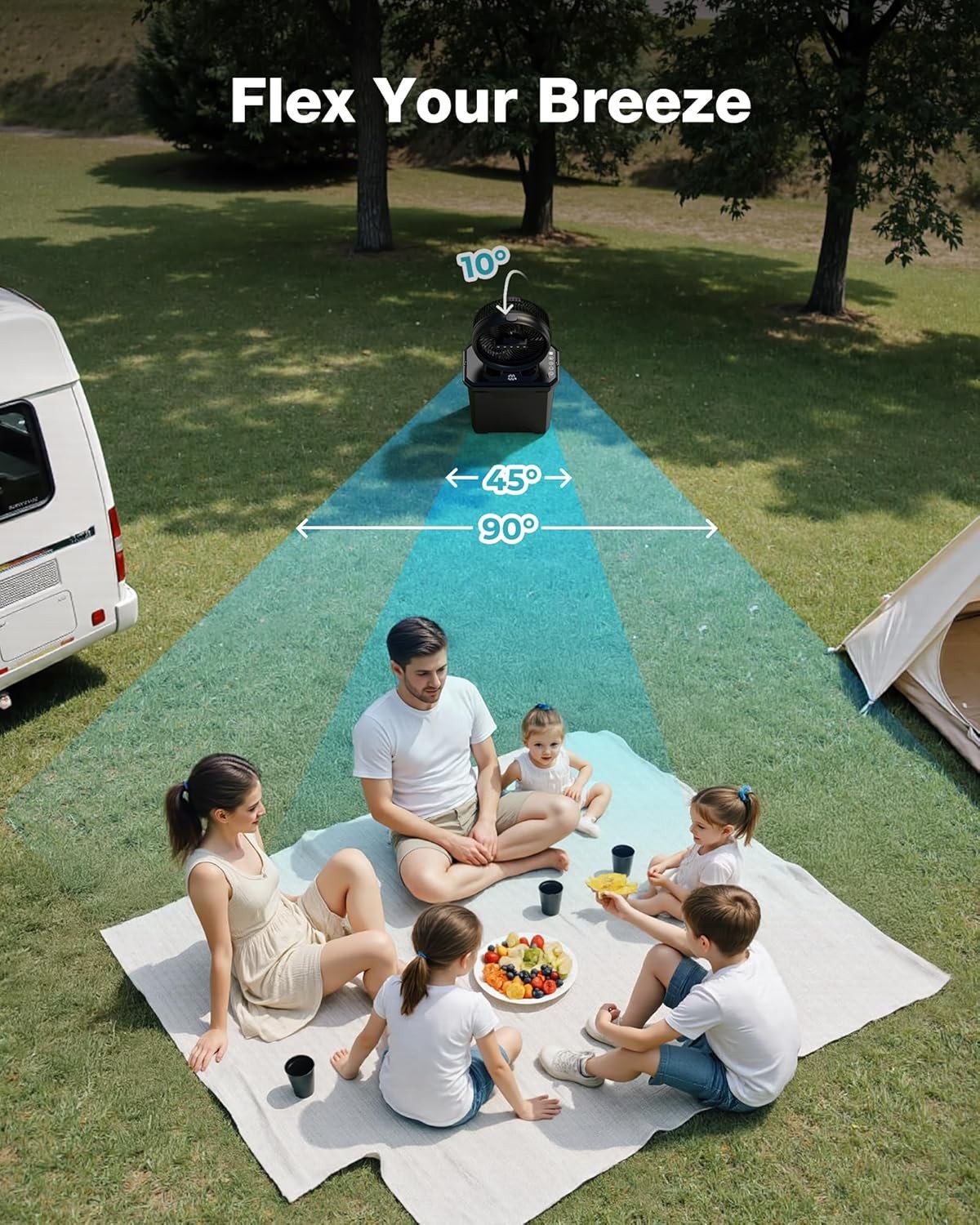 xasla Camping Misting Fan, 10-Inch Cooling Fan 20000mAh Medium, Black 