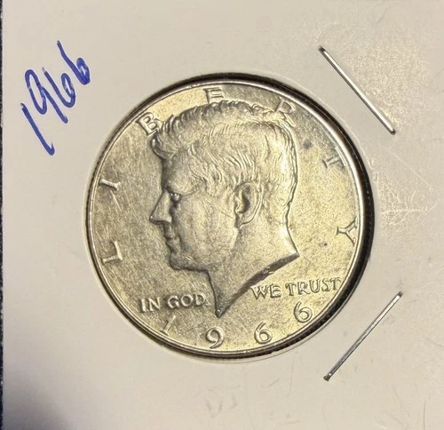1966-P Kennedy US Half Dollar 40% Silver AU Free Shipping Very Nice Coin!!