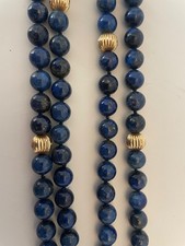 Beautiful Lapis Lazuli 14K Gold Spacer Beaded 36" Long Necklace