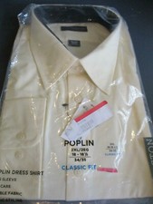 Nwt COVINGTON POPLIN CLASSIC SPREAD COLLAR DRESS SHIRT YELLOW 18 18.5 34/35