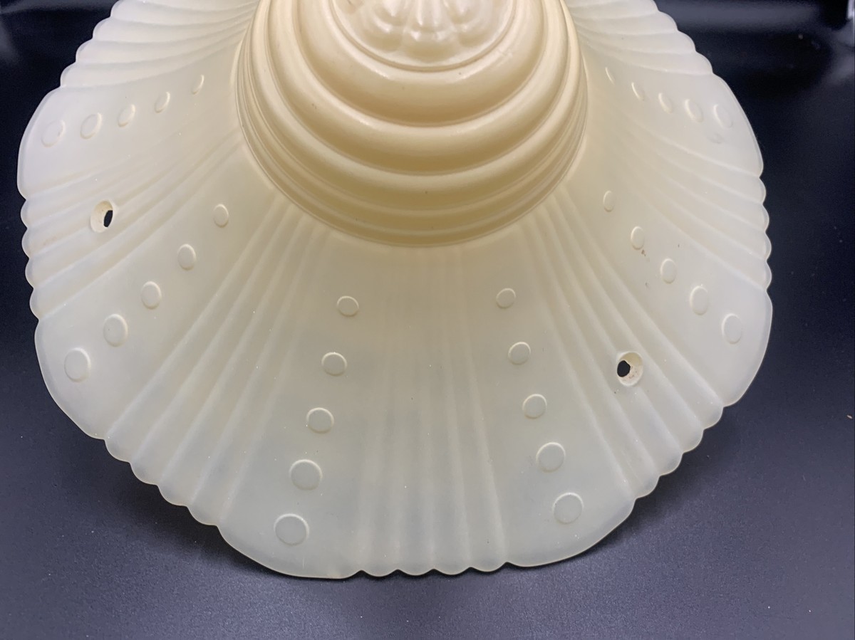 Vintage Ceiling Hanging Light Chain Art Glass Shade Flower