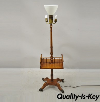 Vintage English Regency Style Mahogany Floor Table Lamp With Carved Harp Gallery Vintage English Regency Style Mahogany, Antique Mahogany Floor Lamp