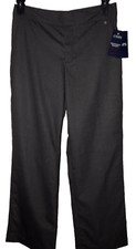 Chaps Dress Pants Womens 8 Gray White Pinstripe Straight Wide Leg Stretch Read