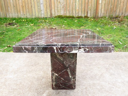 Vtg ITALIAN MARBLE SIDE / COFFEE TABLE Hollywood Regency STONE Pedestal Square