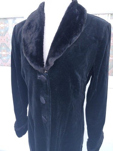 Velvet Jacket With Faux Fur Accents Sz M Victorian Goth - Picture 3 of 7