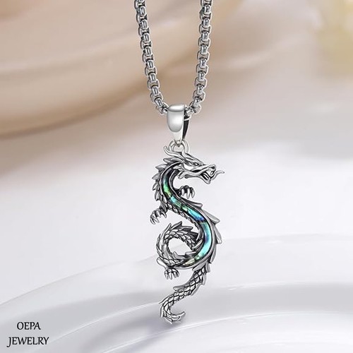 925 Sterling Silver Dragon Celtic Knot Necklace for Women Men Girls Necklace - Picture 2 of 6