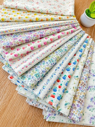 Ange Bouquet Cosmo Japanese Tiny Floral Shabby Pastel Quilting Fabrics 12 FQB - Picture 16 of 16