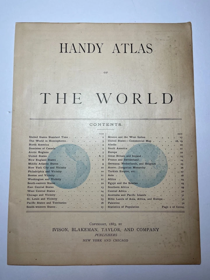 Mapa de las Islas Británicas de 1883, enmarcado/Dbl fm 1883 práctico atlas mundial VER DESCRIPCIÓN Foto 3 de 3