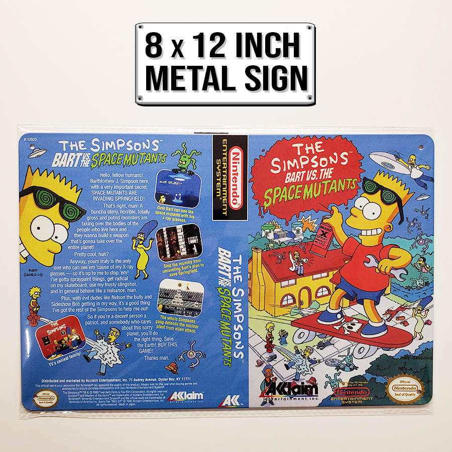 The Simpsons Bart vs The Space Mutants 8x12 inch metal wall sign
