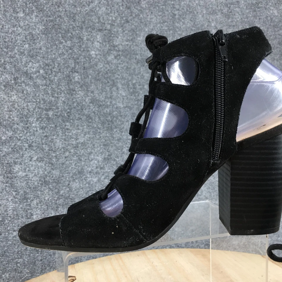 Sandalias INC International Concepts para mujer 10 M tacón gladiador negro cremallera con cordones Foto 4 de 4