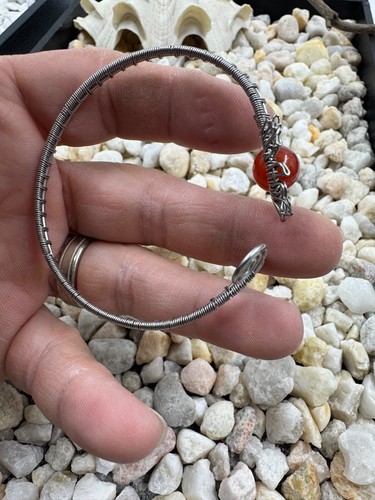 Kunsthandwerk Draht gewickelt Manschette mit rotem Stein buntes klobiges Armband Boho - Bild 12 von 17