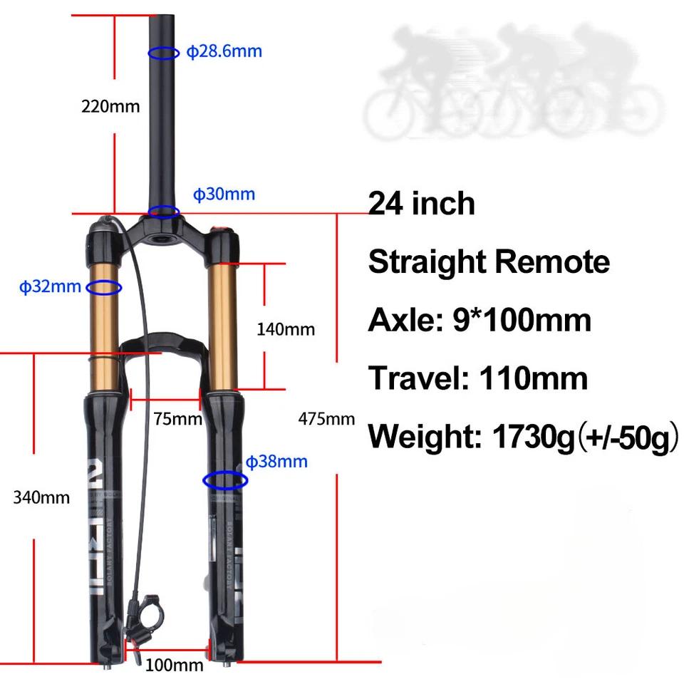 140mm Travel 24inch Bicycle Front Fork Mtb Bike Air Suspension Front Fork - Image 4 of 4