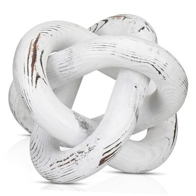  Wood Chain Link Decor 3 Link Wood Knot Decor Hand Carved Coffee Retro White
