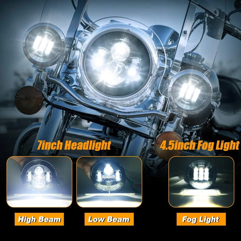 Faros LED negros para Harley Davidson Street Glide de 7" y faros antiniebla de 4,5" Foto 2 de 4