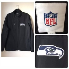 NFL Seattle Seahawks Men Black Jacket L  Soft Shell Full Zip Embroidered Logo