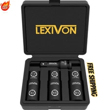 LEXIVON 1/2-Inch Impact Socket Set 6 Total Lug Nut Size Innovative Flip Socket
