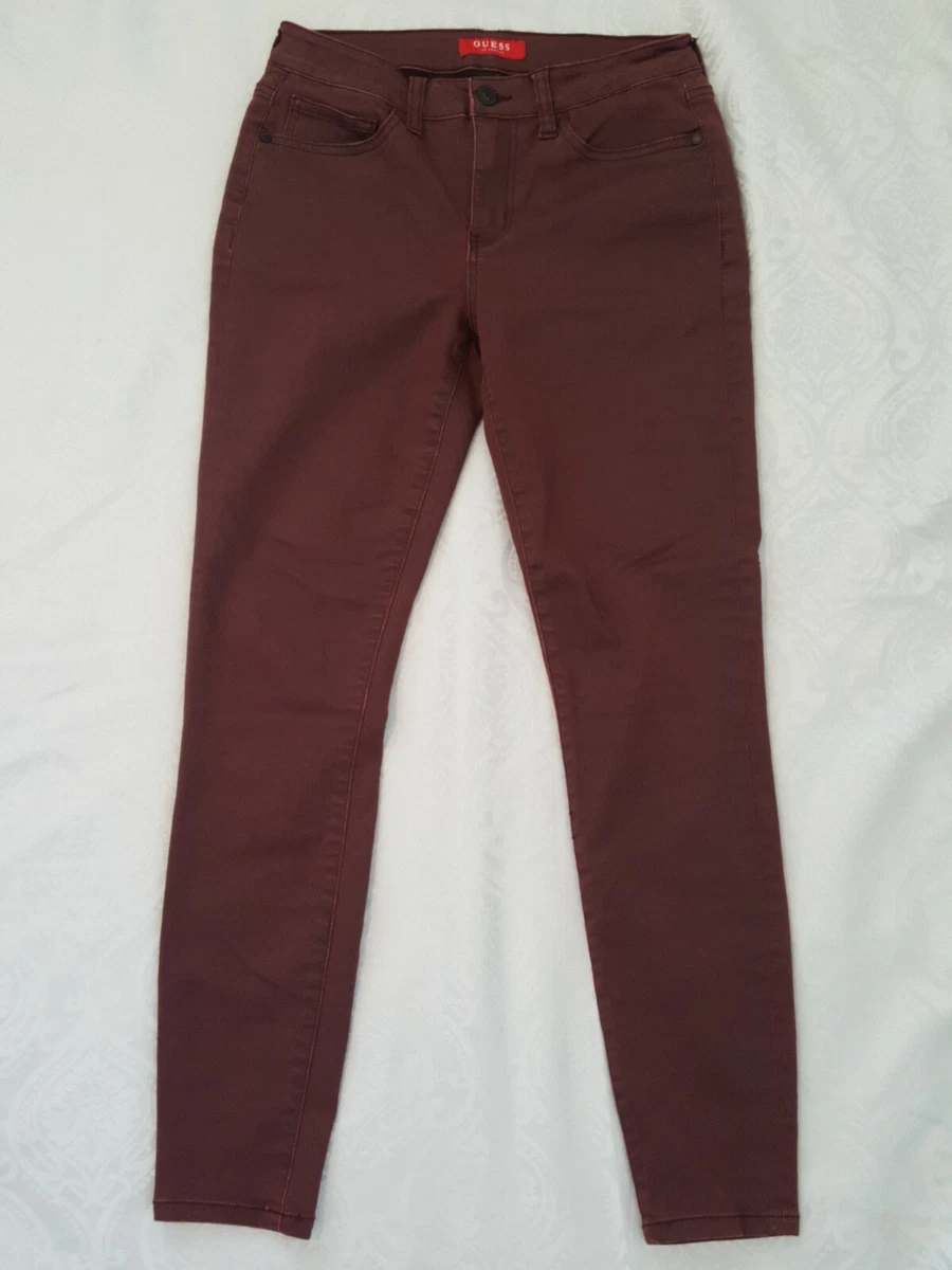 GUESS Los Angeles Red Coated Stretch Super Skinny Tight Jeans 28 x