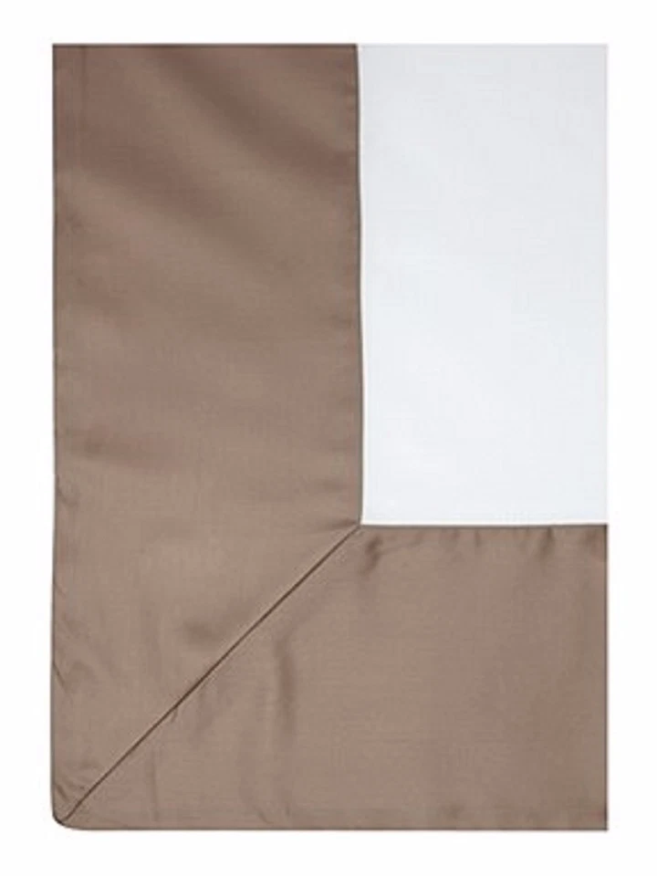 Lençol plano Yves Delorme branco queen borda acastanhada algodão acetinado sureau cocon NOVO - Imagem 3 de 4