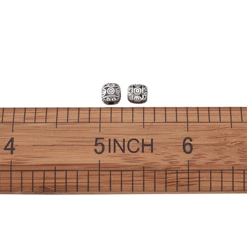 50x Tibetan Alloy Barrel Metal Beads Carved Loose Spacers Nickel Free Silver 6mm - Picture 4 of 8
