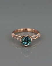 1.25Ct Lab-Created London Blue Topaz Split Band Solitaire Ring Rose Gold Plated