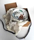 Set of 5 Vintage Japanese Porcelain Plates in Original Wooden Box
