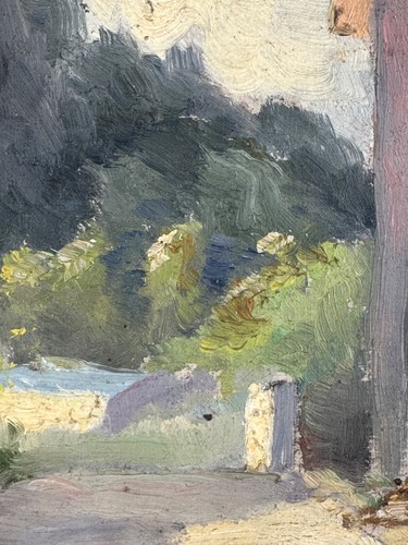 Old Landscape Painting Village Calvados Verville Sur Mer Study 1900 - Picture 6 of 8