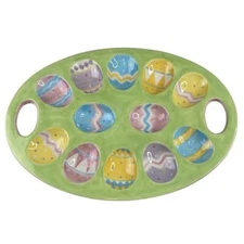 NWT Russ Berrie Egg Deviled Egg Platter Easter Pastels