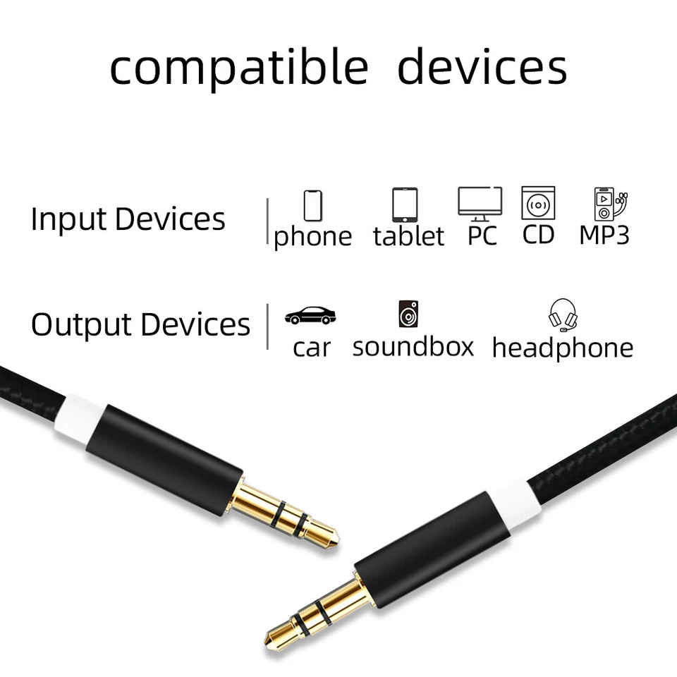 AUX Cable 3.5mm Male to Male Audio Cord Headphone Connect Audio Wires For PC MP3 - Image 3 of 4