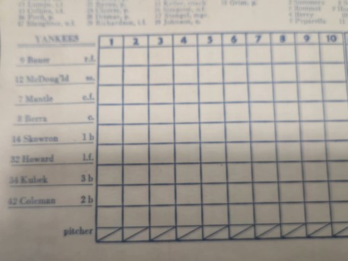 1957 Unused New York Yankees Official Program and Scorecard Mantle Berra - 第 11/19 張圖片
