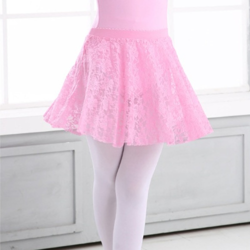 Kids Girls Ballet Dance Skirt Semi Sheer Floral Lace Elastic Waist Dancewear New - Picture 6 of 22